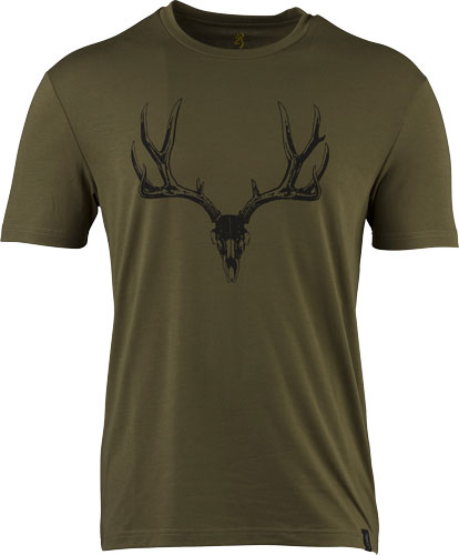 Browning Ss Perf Camp Shirt - Mule Deer Logo Green Large*