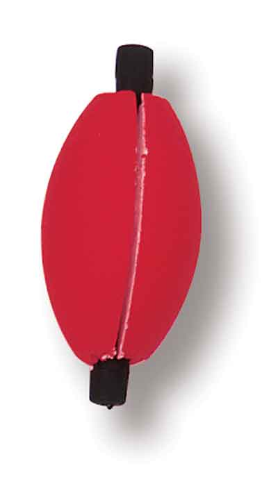 Betts Peg Foam Float Oval w/slit 2.50\" 100ct Red/White