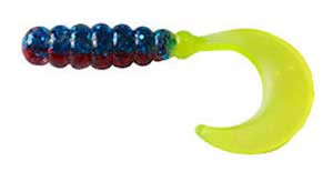 Big Bite Fat Grub 2" 10ct Blue Sparkle/Red Sparkle/Chart