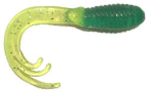 Big Bite Triple Tip Grub 2" 10ct Green/Chartreuse Silver