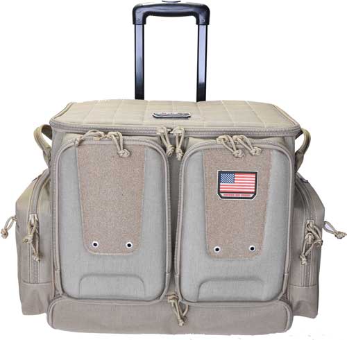 Gps Tactical Rolling Range Bag - Holds 10 Handguns Tan